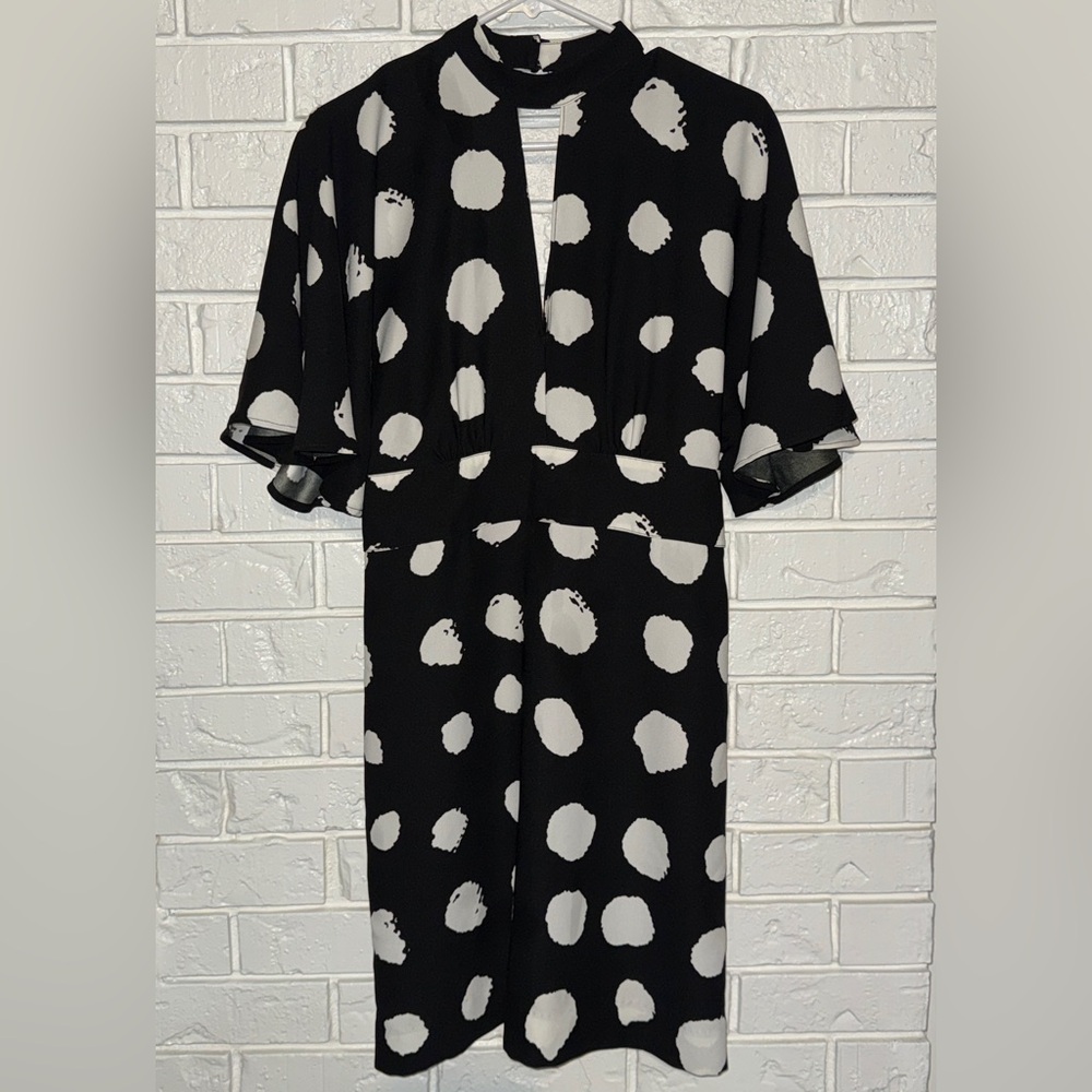 Elegant Black and White Polka Dot Dress